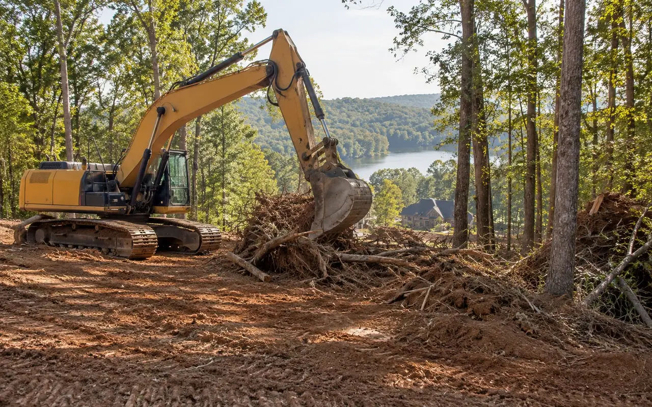 Residential excavation and site grading on an Alabama lot