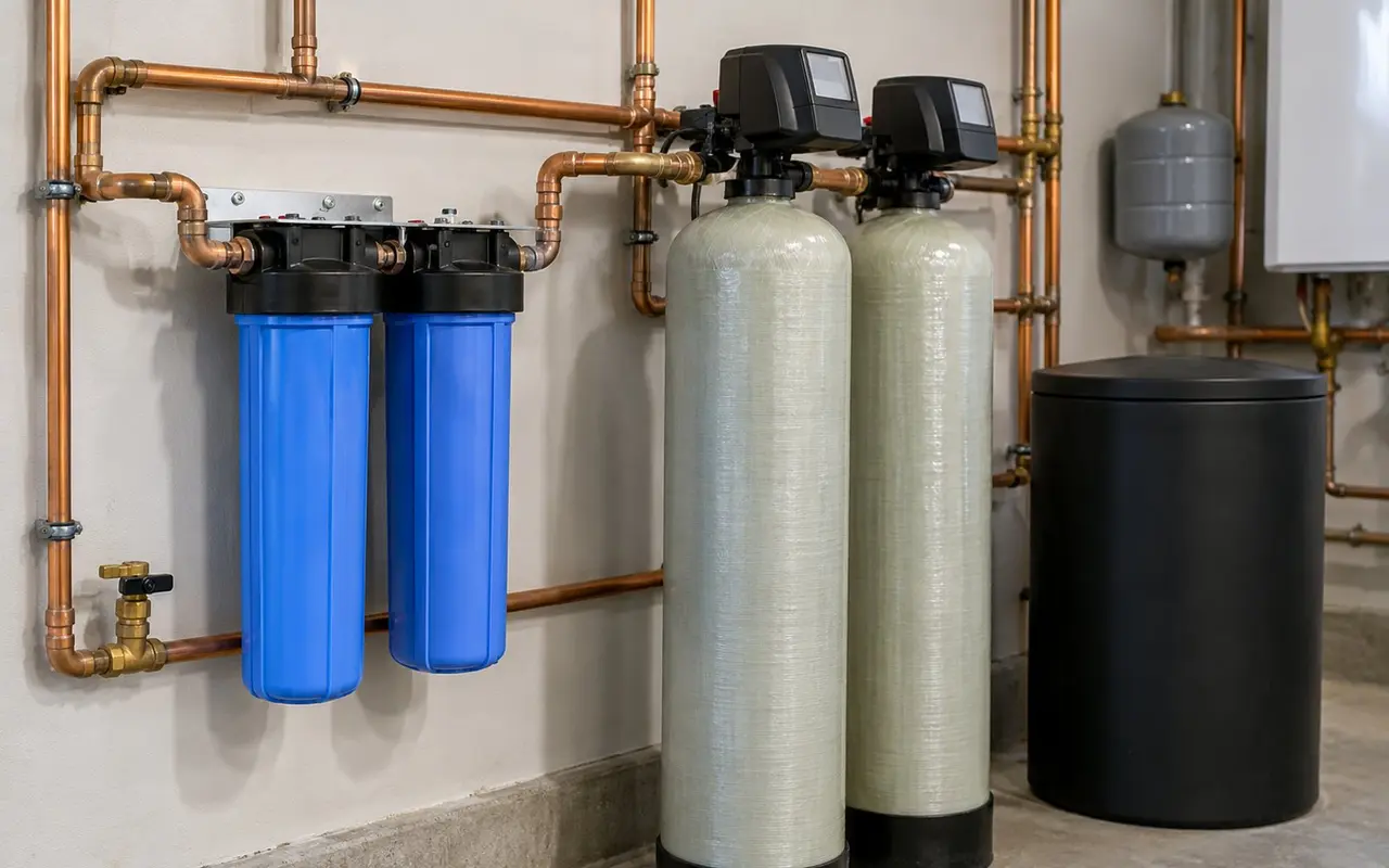 Residential filtration equipment and copper water supply piping