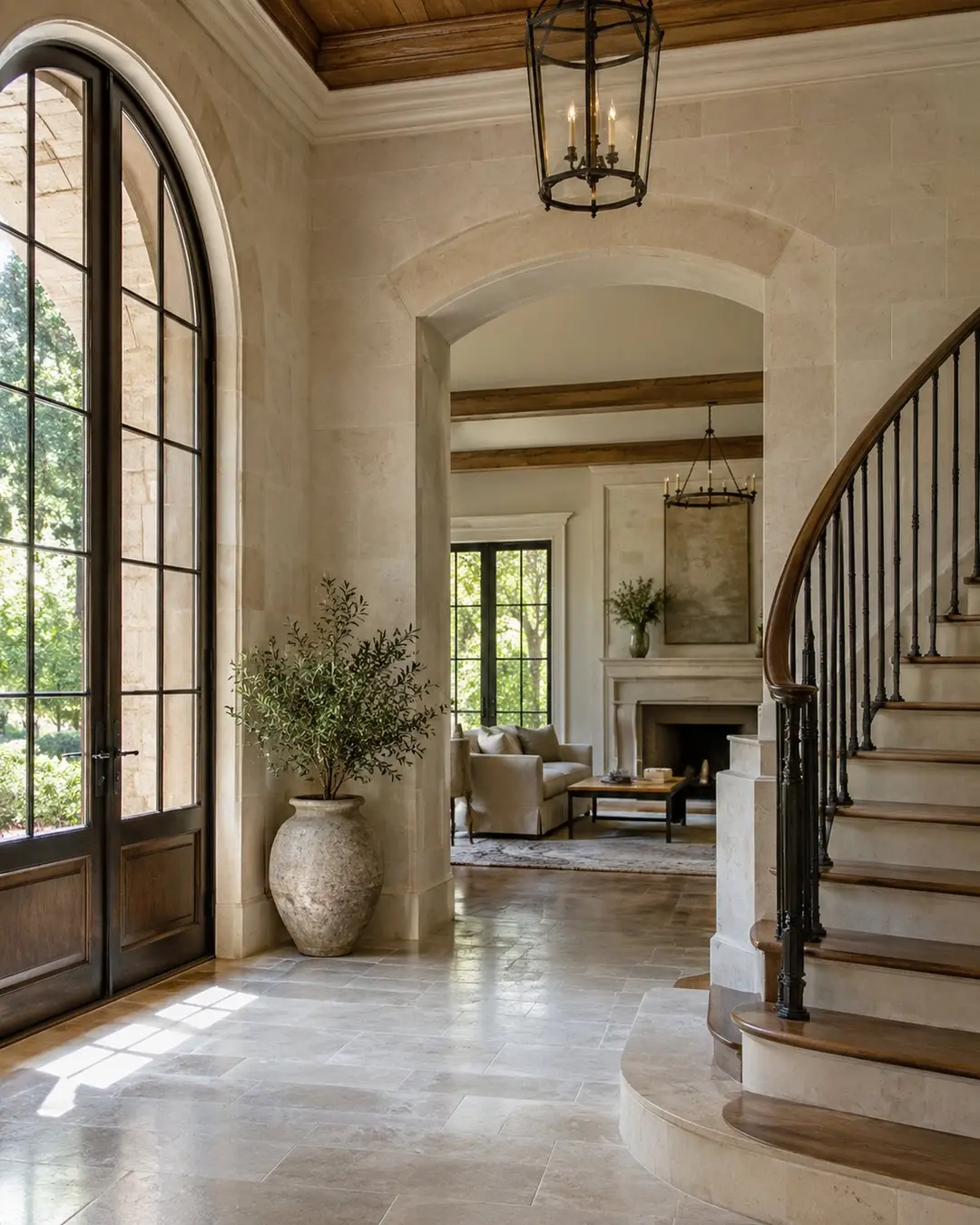 Refined staircase and wood details inside a luxury home