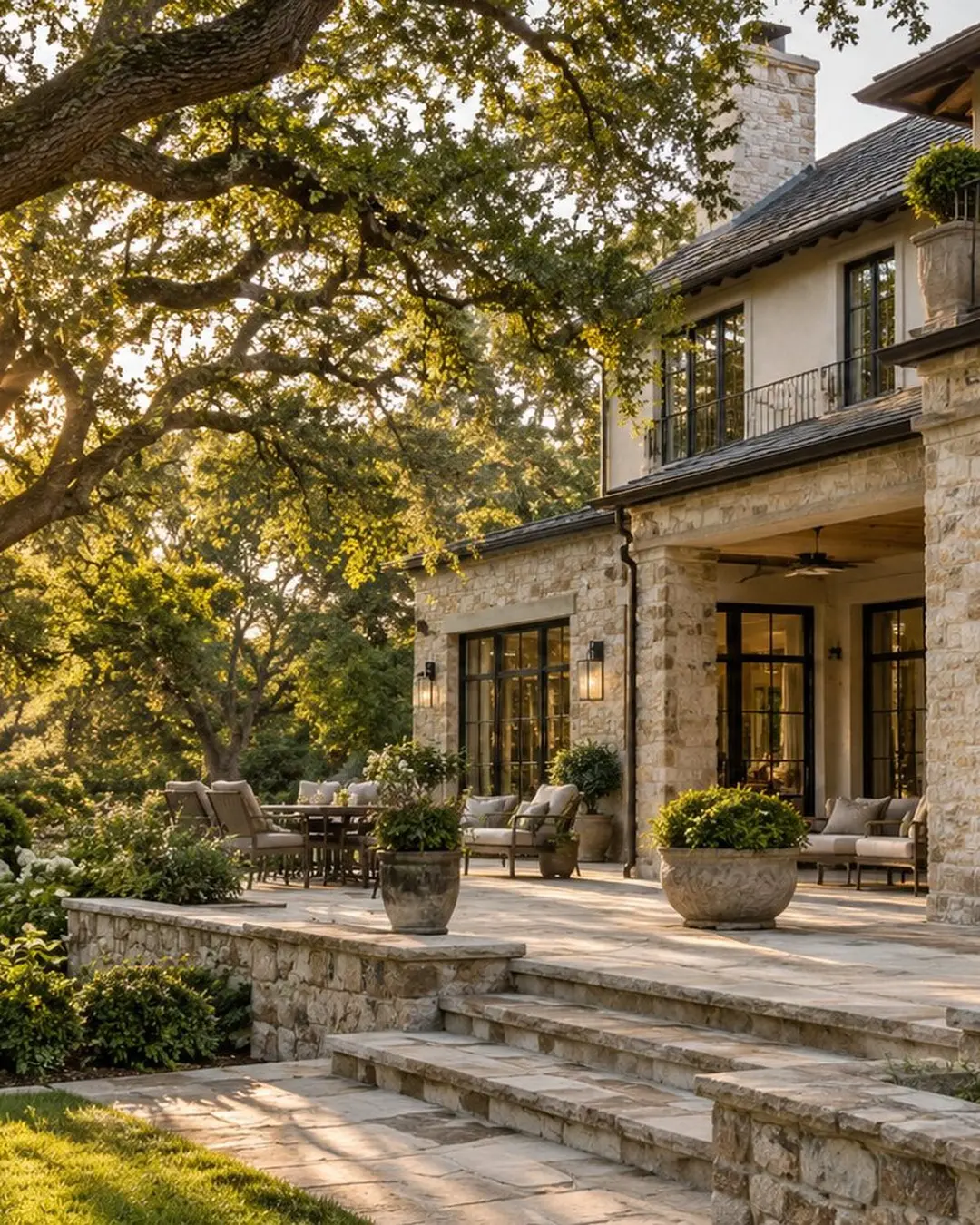 Finished luxury Southern home with a landscaped terrace