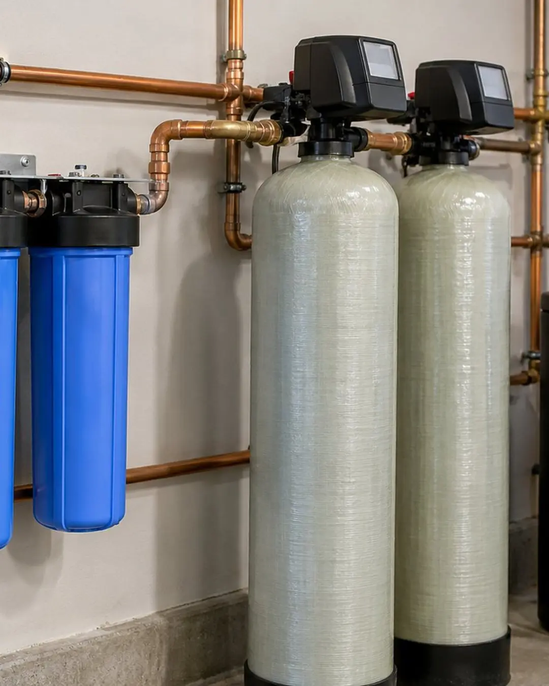 Residential filtration equipment and copper water supply piping